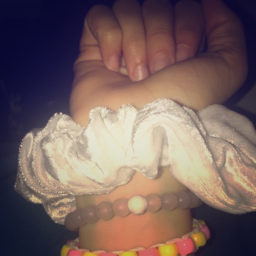 White Scrunchie, Beaded Bracelet, A Lokai Bracelet